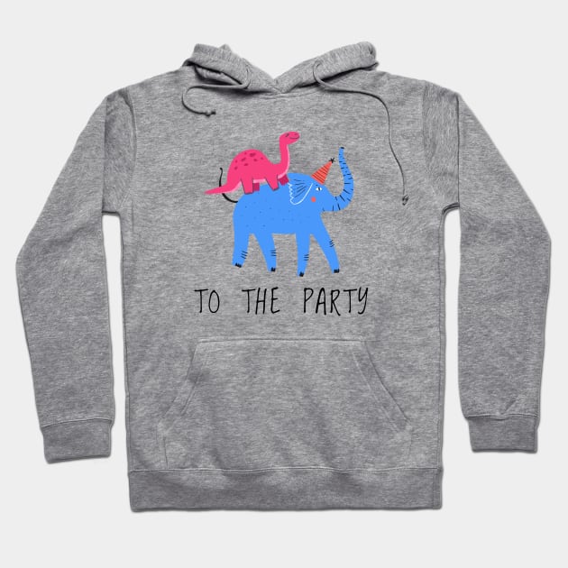 To The Party (Dinosaur Riding an Elephant) Hoodie by caseofstyle